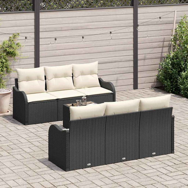 Gartensofa Set Schwarz Poly-Rattan