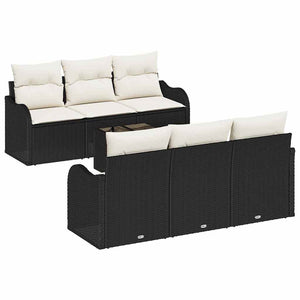 Gartensofa Set Schwarz Poly-Rattan