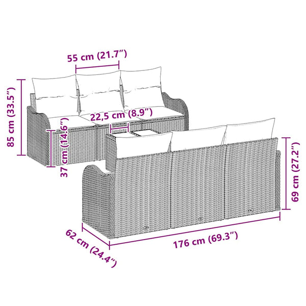 Gartensofa Set Schwarz Poly-Rattan