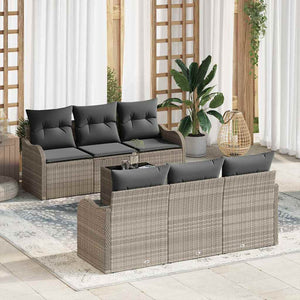 Hellgraues Gartensofa-Set Poly-Rattan