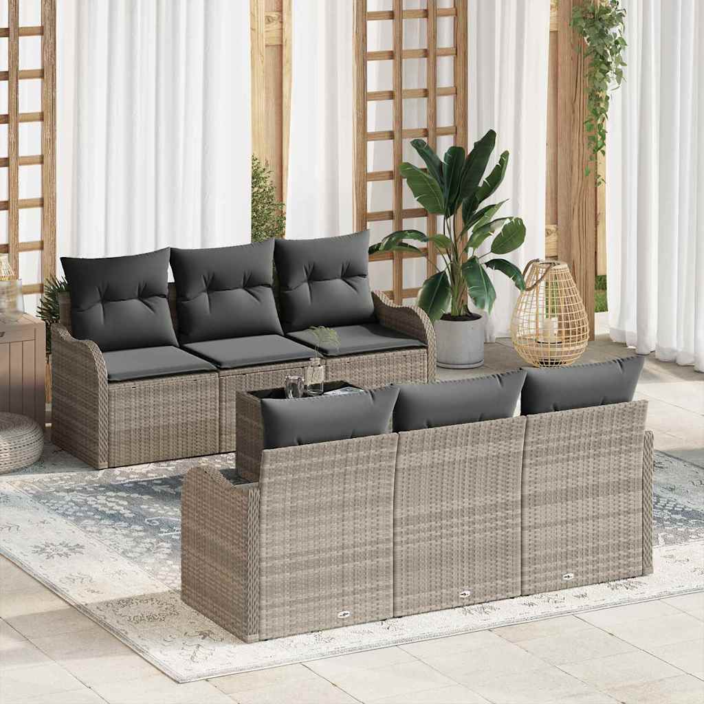 Hellgraues Gartensofa-Set Poly-Rattan