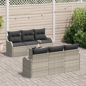 Hellgraues Gartensofa-Set Poly-Rattan
