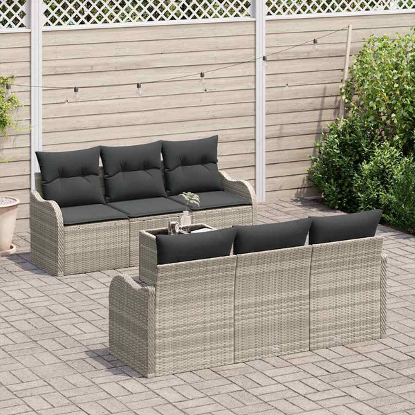 Hellgraues Gartensofa-Set Poly-Rattan