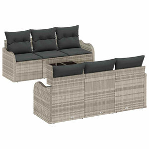 Hellgraues Gartensofa-Set Poly-Rattan