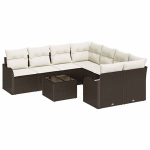 vidaXL Salon de jardin avec coussins et espace de rangement 9 pcs Rotin synthétique Marron