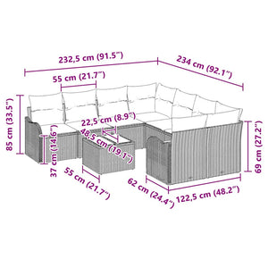 vidaXL Salon de jardin avec coussins et espace de rangement 9 pcs Rotin synthétique Marron