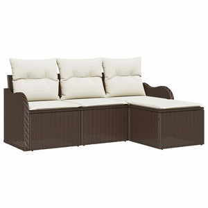 vidaXL Salon de jardin avec coussins avec rangement 4 pcs Résine tressée Marron