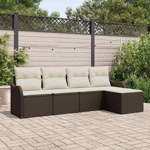 Gartensofa Set 5-teilig Braun Rattan