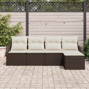 Gartensofa Set 5-teilig Braun Rattan
