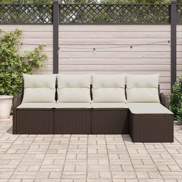 Gartensofa Set 5-teilig Braun Rattan