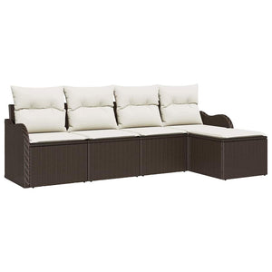 Gartensofa Set 5-teilig Braun Rattan