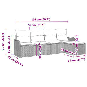 Gartensofa Set 5-teilig Braun Rattan