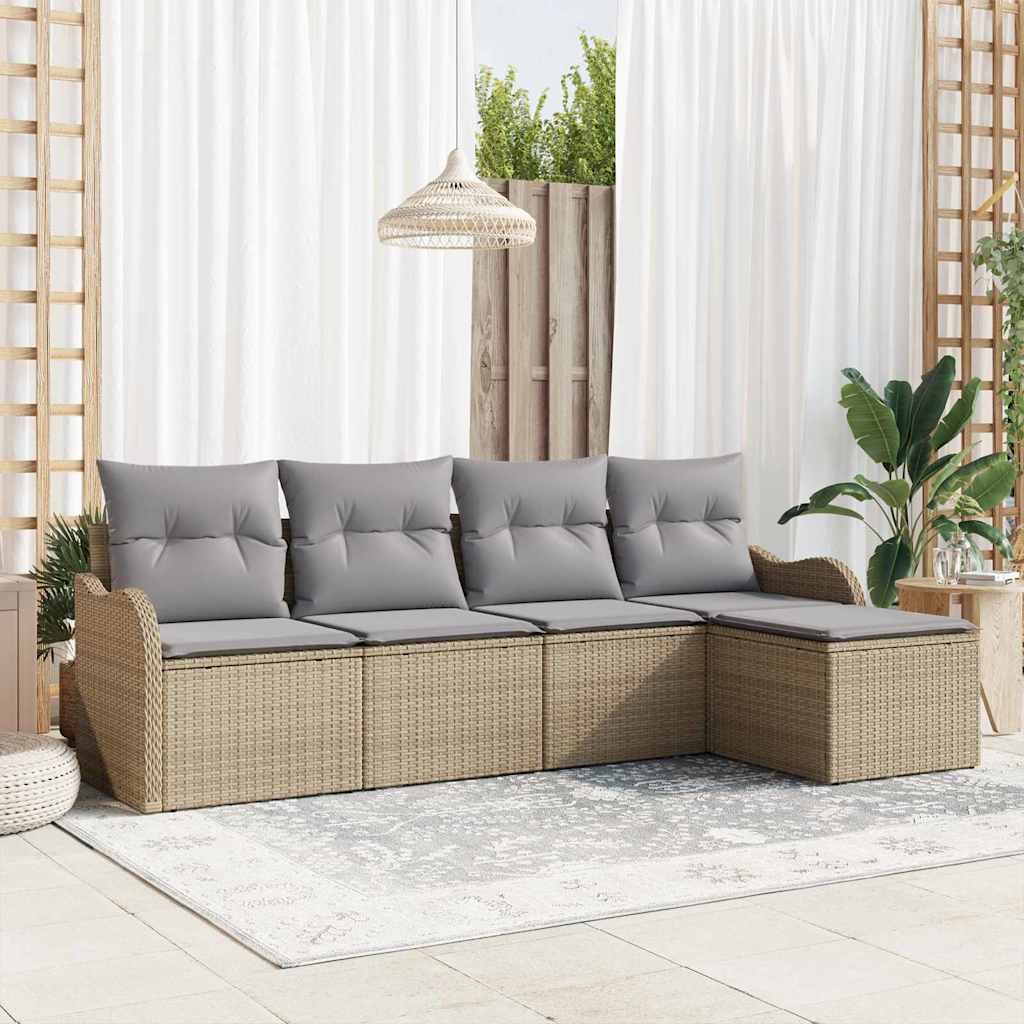 vidaXL Ensemble de mobilier de jardin 5 pcs Beige Résine tressée