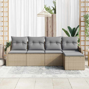 vidaXL Ensemble de mobilier de jardin 5 pcs Beige Résine tressée