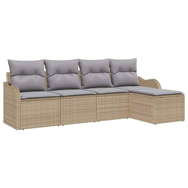 vidaXL Ensemble de mobilier de jardin 5 pcs Beige Résine tressée