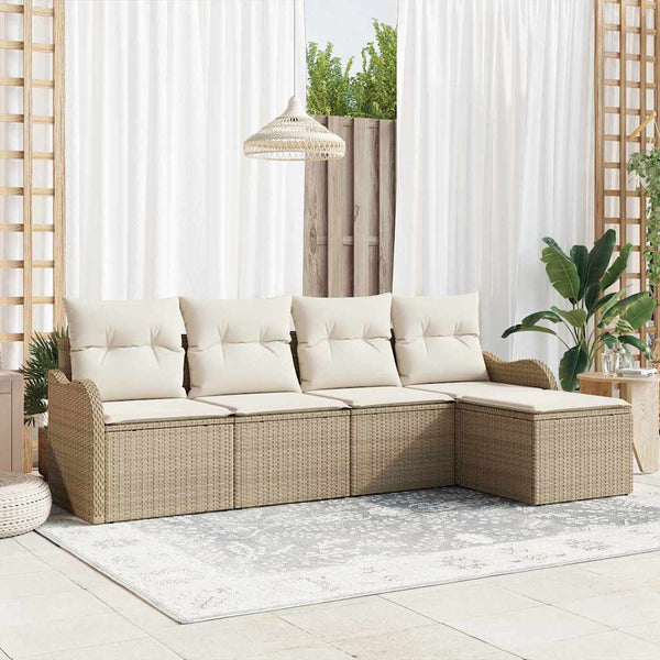 Beige Poly-Rattan Gartensofa-Set