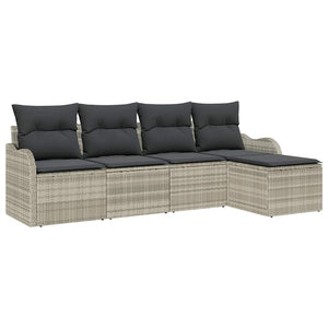Gartensofa Set 5-teilig Hellgrau Rattan