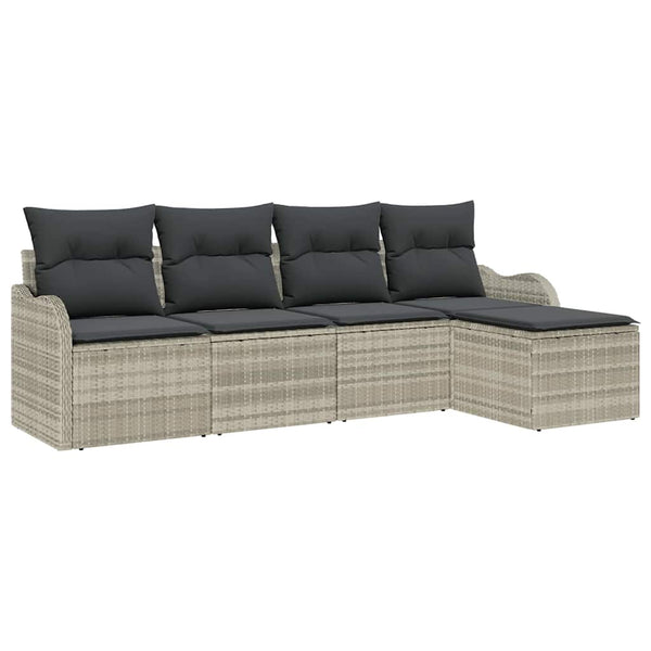 Gartensofa Set 5-teilig Hellgrau Rattan