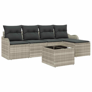 Gartensofa Set 6-teilig Hellgrau Poly-Rattan
