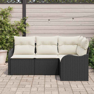 Schwarzes Poly-Rattan Gartensofa-Set, 4-teilig