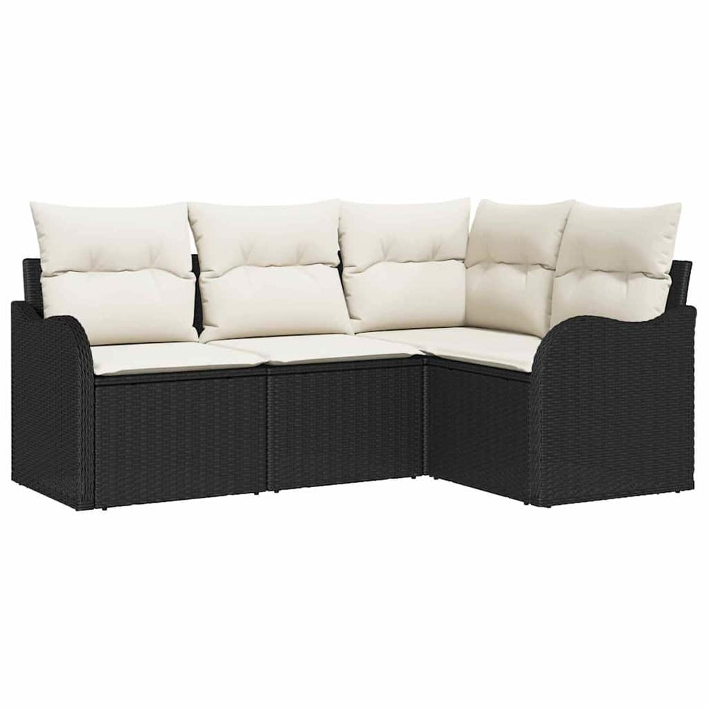 Schwarzes Poly-Rattan Gartensofa-Set, 4-teilig
