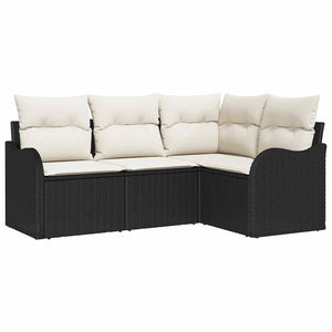 Schwarzes Poly-Rattan Gartensofa-Set, 4-teilig