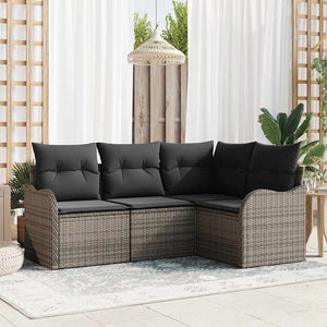 vidaXL Ensemble de canapés de jardin 4 pcs Gris Résine tressée