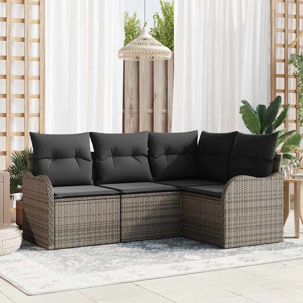 vidaXL Ensemble de canapés de jardin 4 pcs Gris Résine tressée