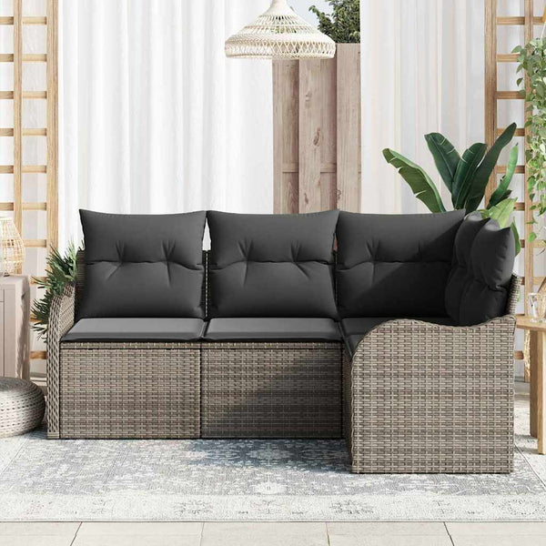 vidaXL Ensemble de canapés de jardin 4 pcs Gris Résine tressée