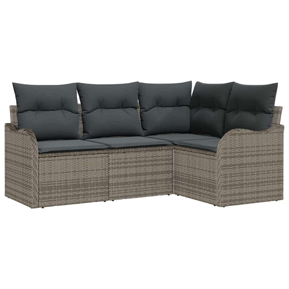 vidaXL Ensemble de canapés de jardin 4 pcs Gris Résine tressée