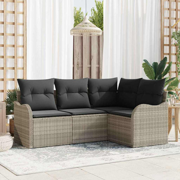 Gartensofa Set 4-teilig Hellgrau