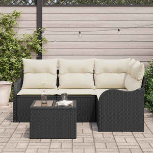 Gartensofa Set 5-teilig Schwarz Rattan