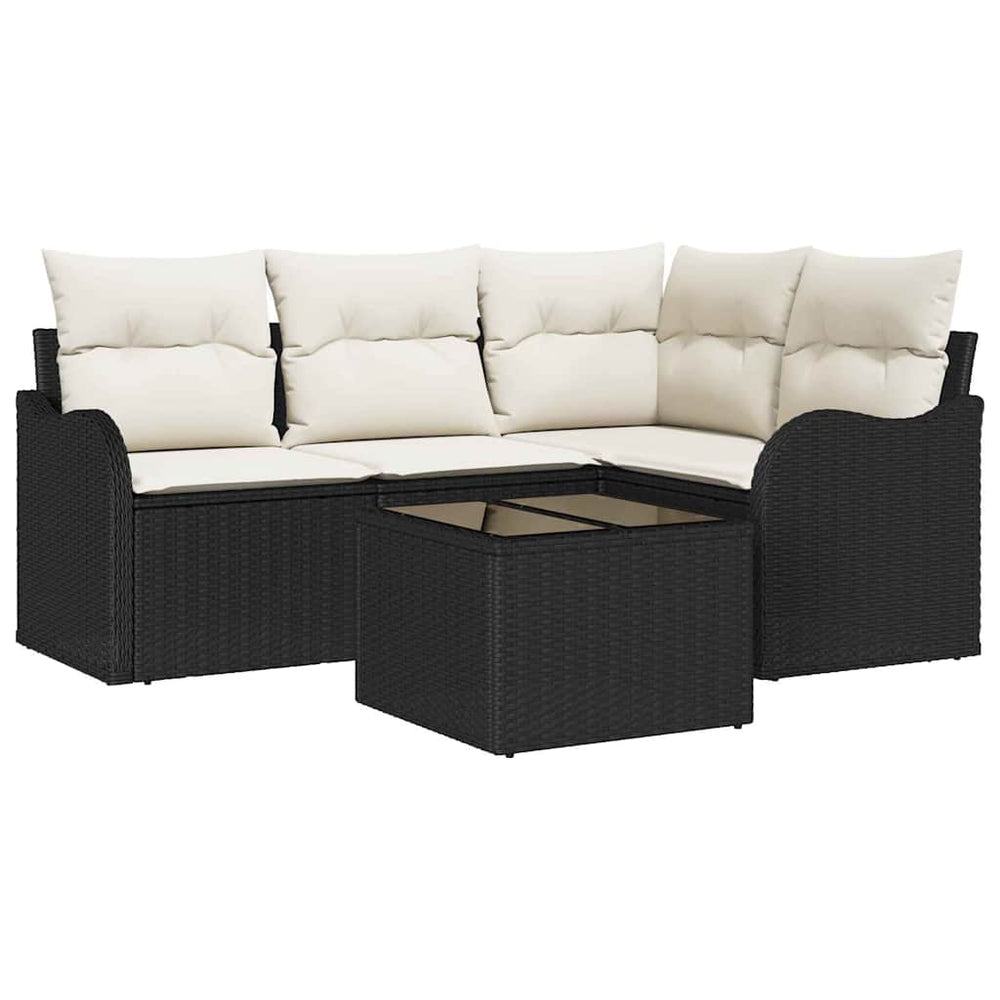 Gartensofa Set 5-teilig Schwarz Rattan