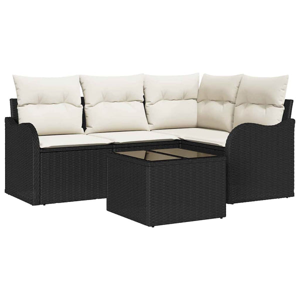 Gartensofa Set 5-teilig Schwarz Rattan