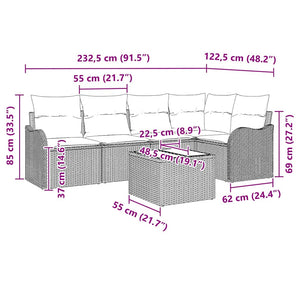 Gartensofa Set 6-teilig Braun