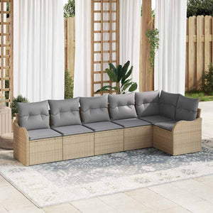 vidaXL Ensemble de canapés de jardin 6 pcs Beige résine tressée