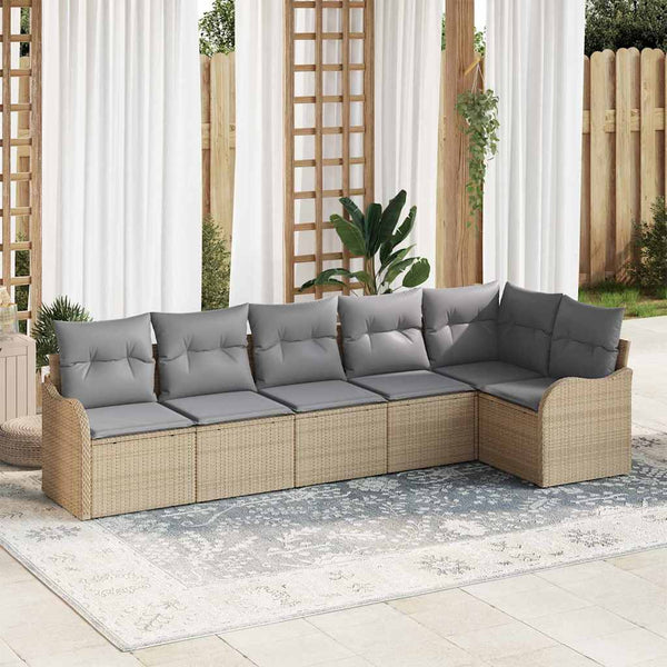 vidaXL Ensemble de canapés de jardin 6 pcs Beige résine tressée