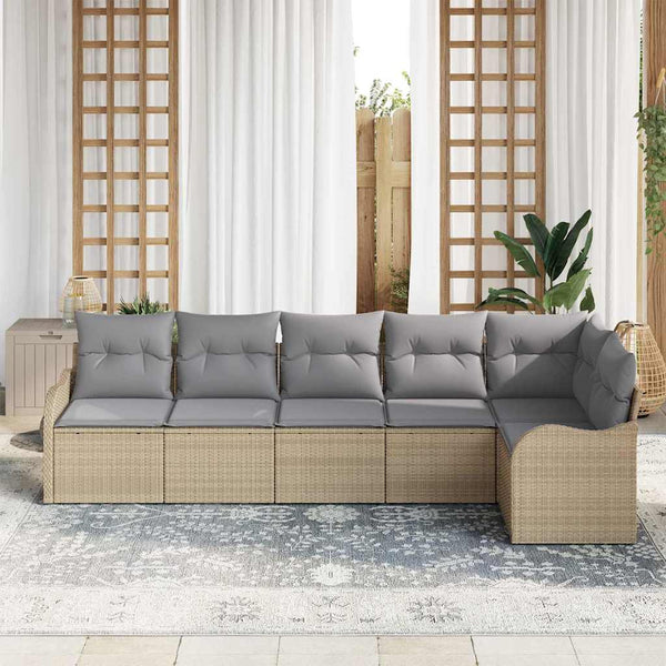 vidaXL Ensemble de canapés de jardin 6 pcs Beige résine tressée