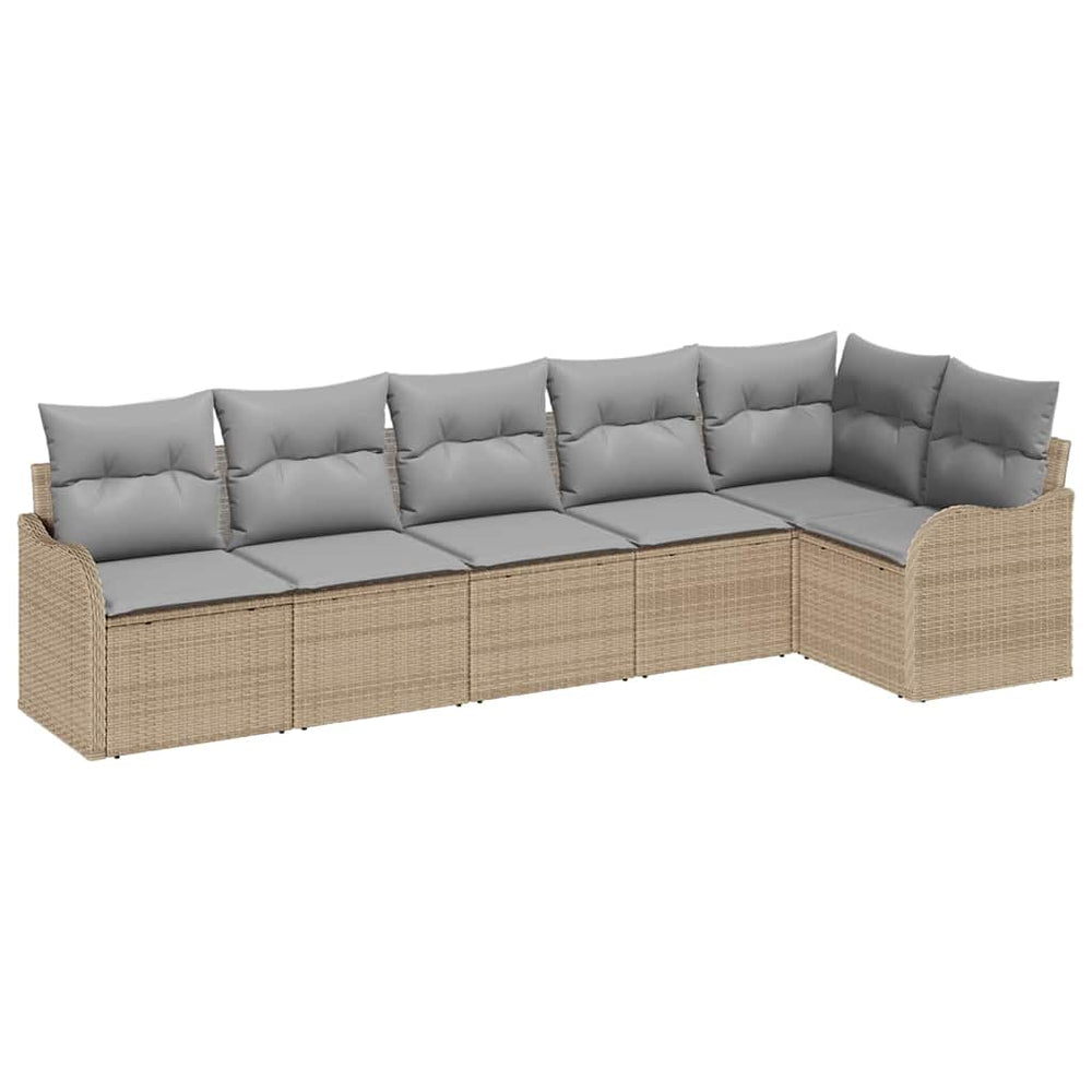 Beige Poly-Rattan Gartensofa-Set, 6-teilig
