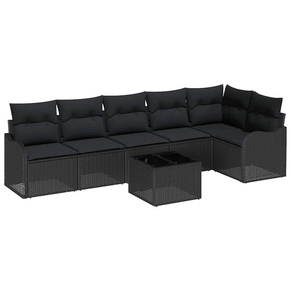 Schwarzes 7-teiliges Gartensofa-Set Poly-Rattan