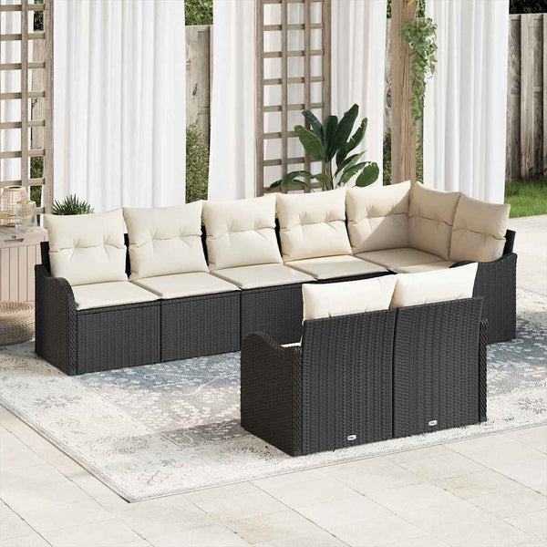 Schwarzes Poly Rattan Gartensofa Set - 8-teilig