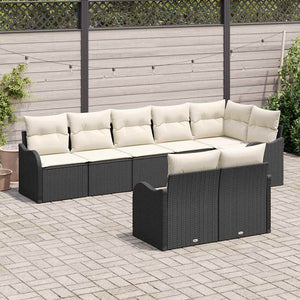 Schwarzes Poly Rattan Gartensofa Set - 8-teilig