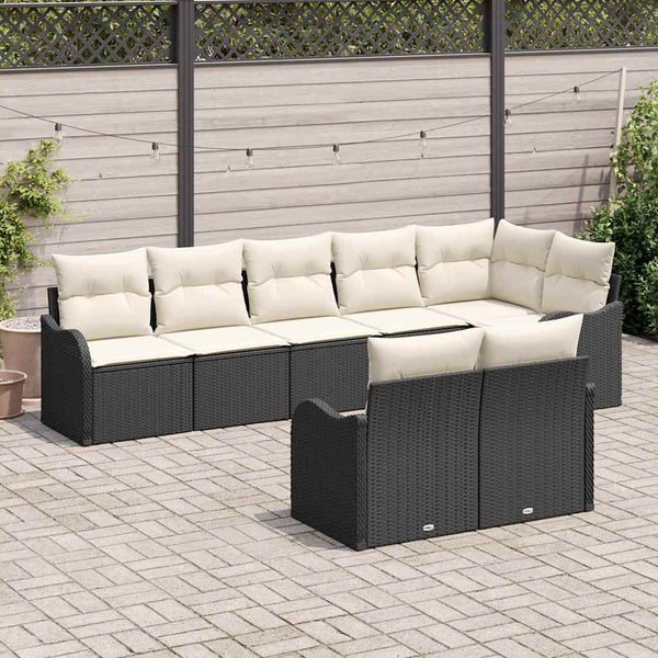 Schwarzes Poly Rattan Gartensofa Set - 8-teilig