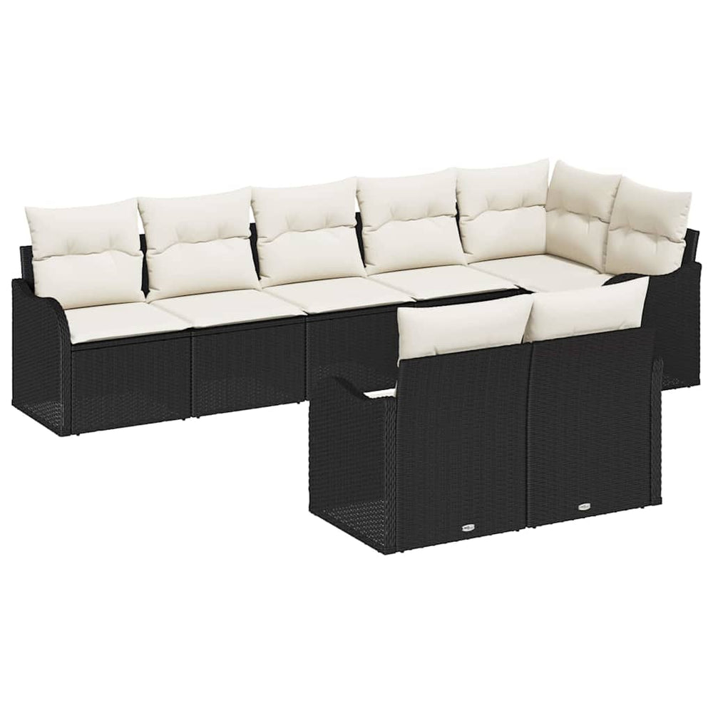 Schwarzes Poly Rattan Gartensofa Set - 8-teilig