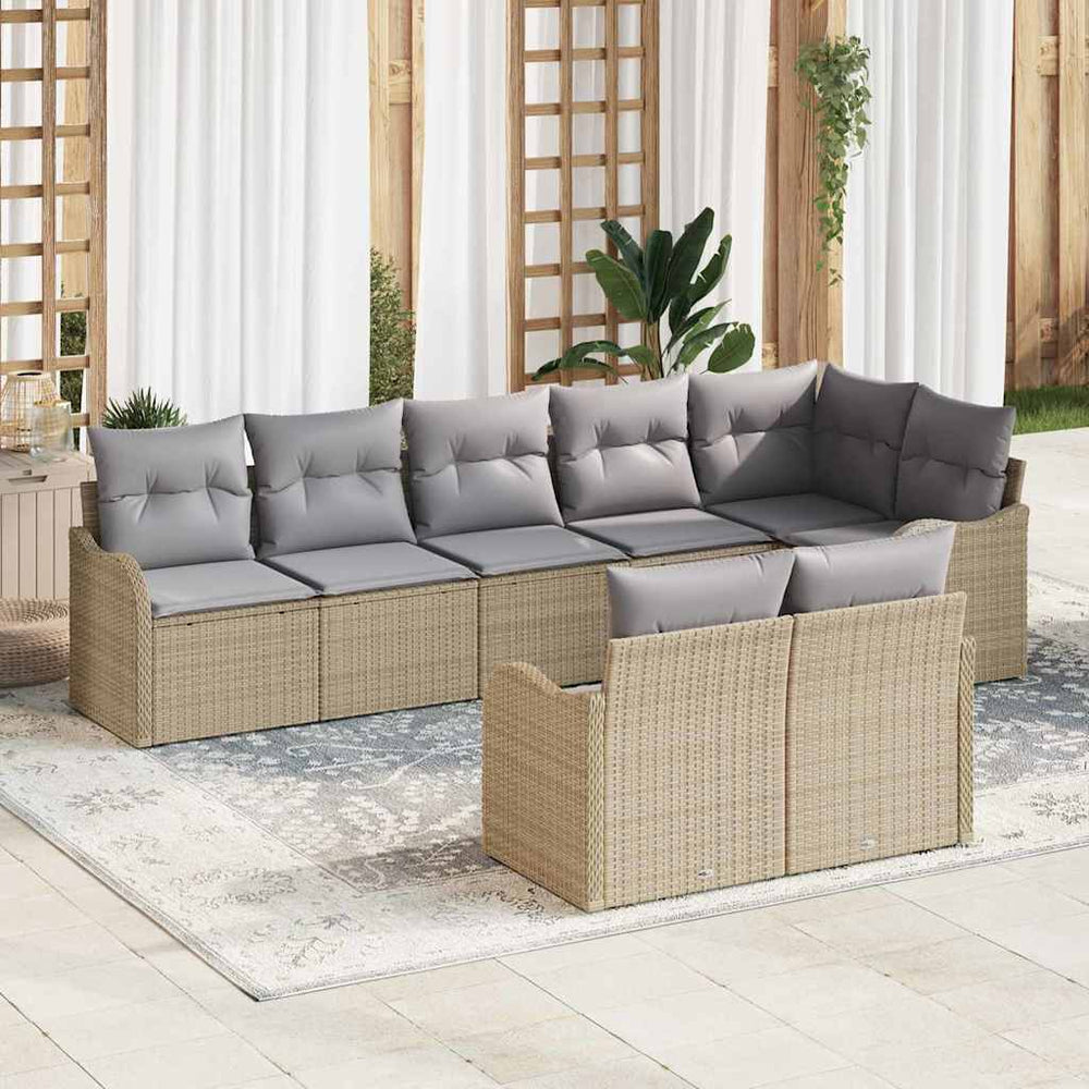 vidaXL Salon de jardin 8 pcs Beige Résine tressée