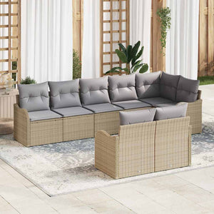 vidaXL Salon de jardin 8 pcs Beige Résine tressée