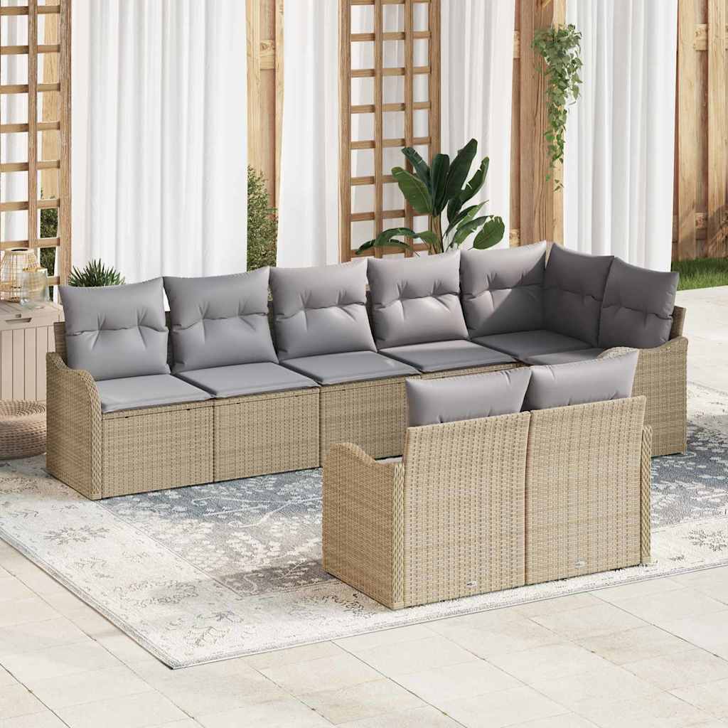 vidaXL Salon de jardin 8 pcs Beige Résine tressée