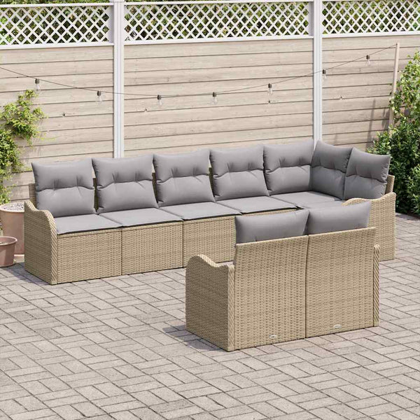 vidaXL Salon de jardin 8 pcs Beige Résine tressée