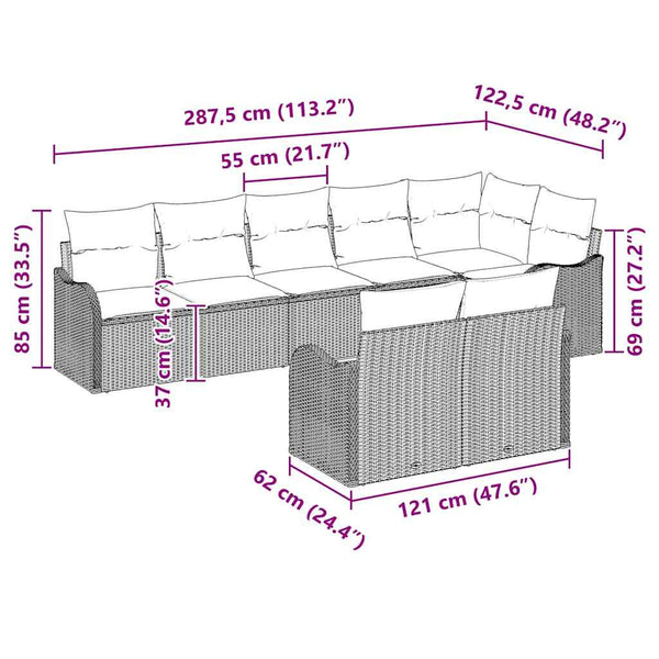 vidaXL Salon de jardin 8 pcs Beige Résine tressée