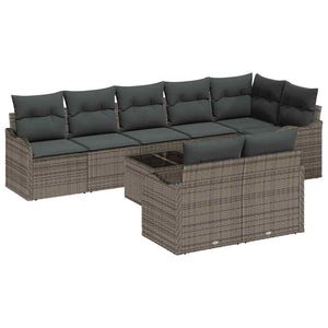 vidaXL Salon de jardin 9 pcs Gris Résine tressée